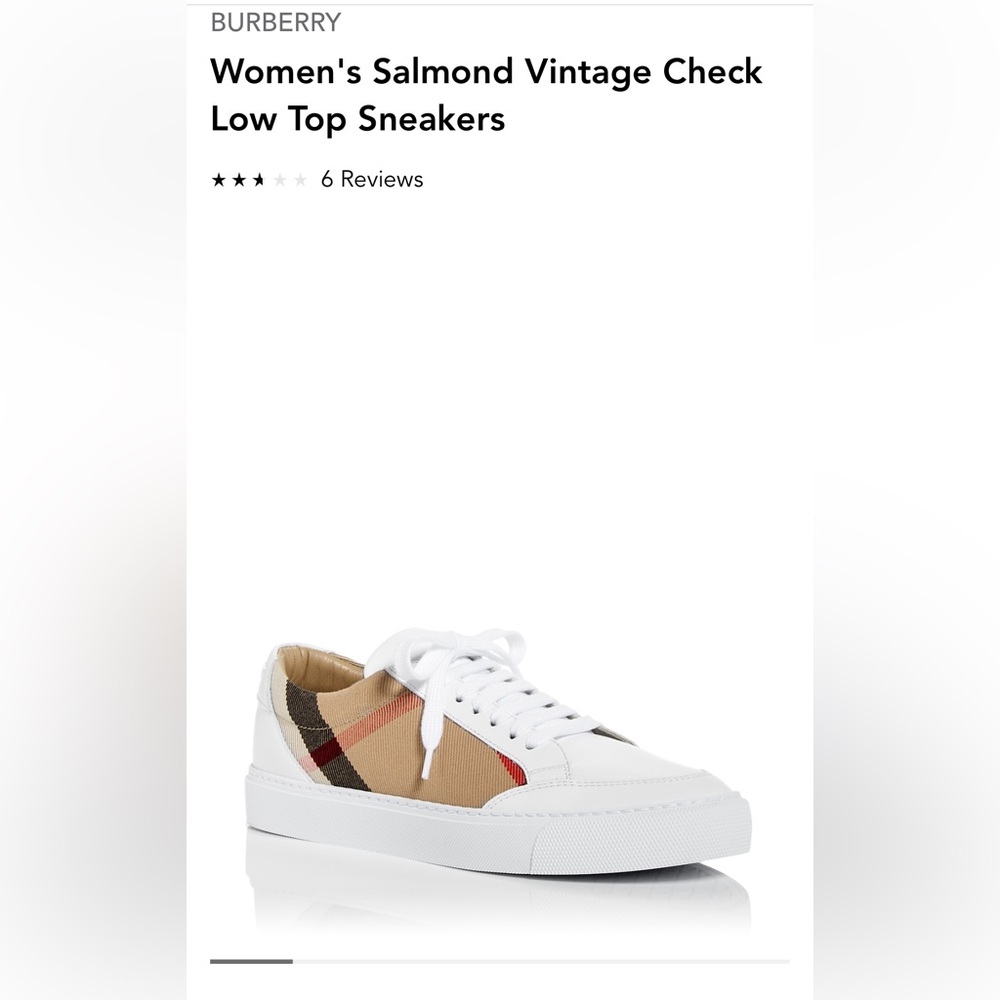 New Burberry Women's Tan and White Check Sneakers